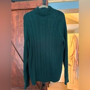 Green Turtle Neck Knit Sweater-XL